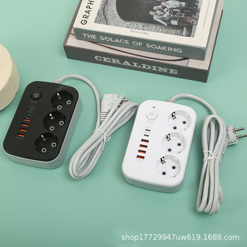 4USB+2C口多功能插座充电器排插欧孔欧规欧式家用办公