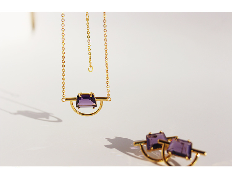 Retro Geometric Copper Plating Zircon Pendant Necklace