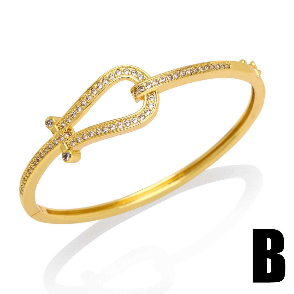 Fashion Leaf Copper Bangle Gold Plated Zircon Copper Bracelets