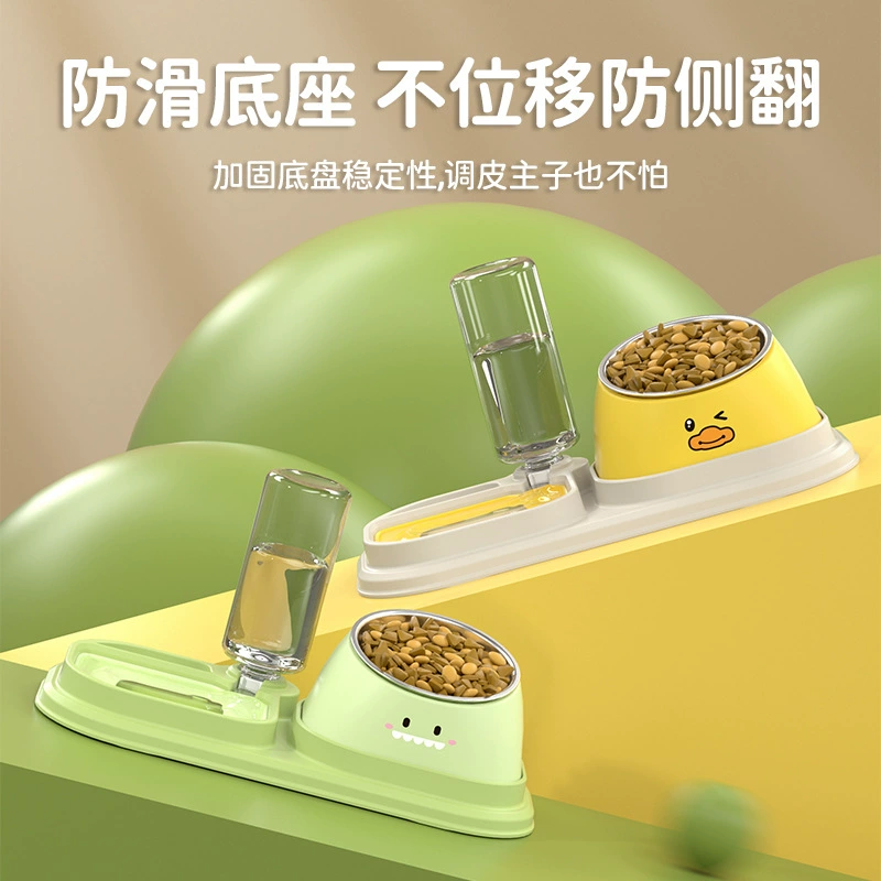 Pet мультфильм Многофункциональный Собака Чаша Кошка Чаша медленный твердый чаша из нержавеющей стали чаша керамическая чаша домашнее животное интегрированный кормления воды Фидер