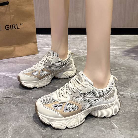 Women's thick-soled sneakers 2024 new summer mesh casual running sneaker versatile breathable shoes ins fashion