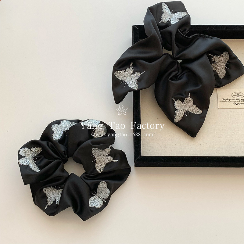 Original auténtico de alto nivel sensación nueva mariposa china bordada anillo de pelo anillo de pelo intestino anillo cuadrado tocado adornamiento para el pelo