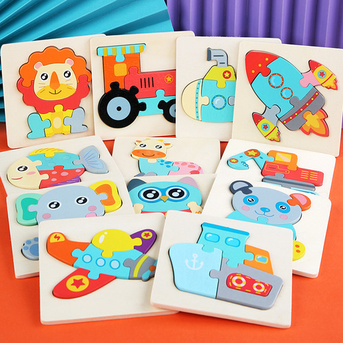 Jigsaw puzzle for young children 1 to 2-3d years old 4 small 6 wooden 5 three-dimensional puzzle boys and girls baby early education educational toys