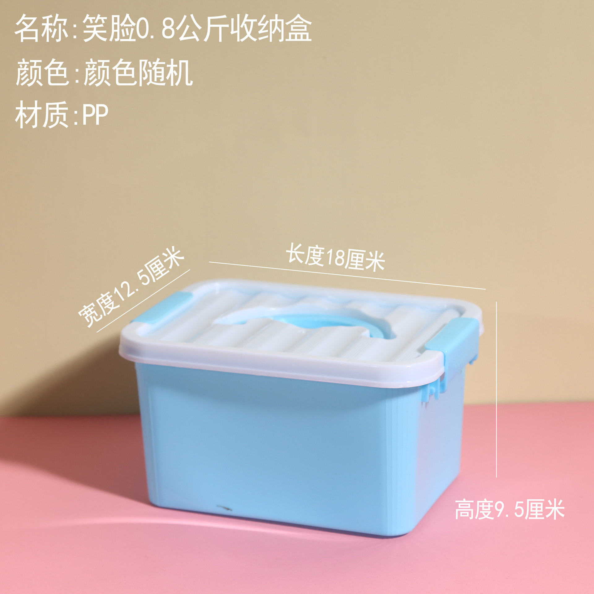 웃는 얼굴 보관 상자 0.8kg 파란색