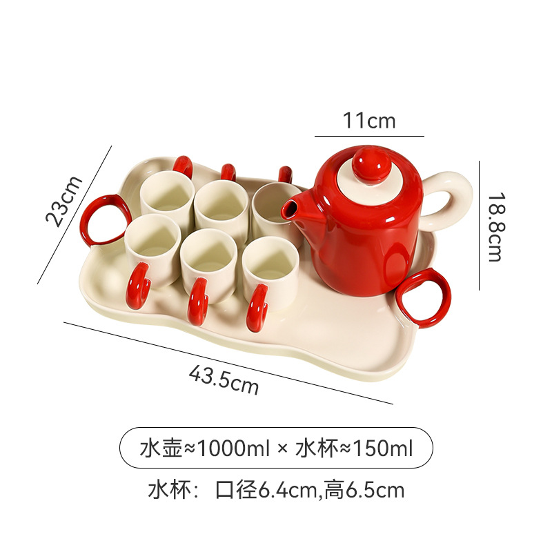 Tazas de agua de cerámica de viento de crema set de tazas de té tetera de té de lujo sala de estar regalo de cumpleaños de boda
