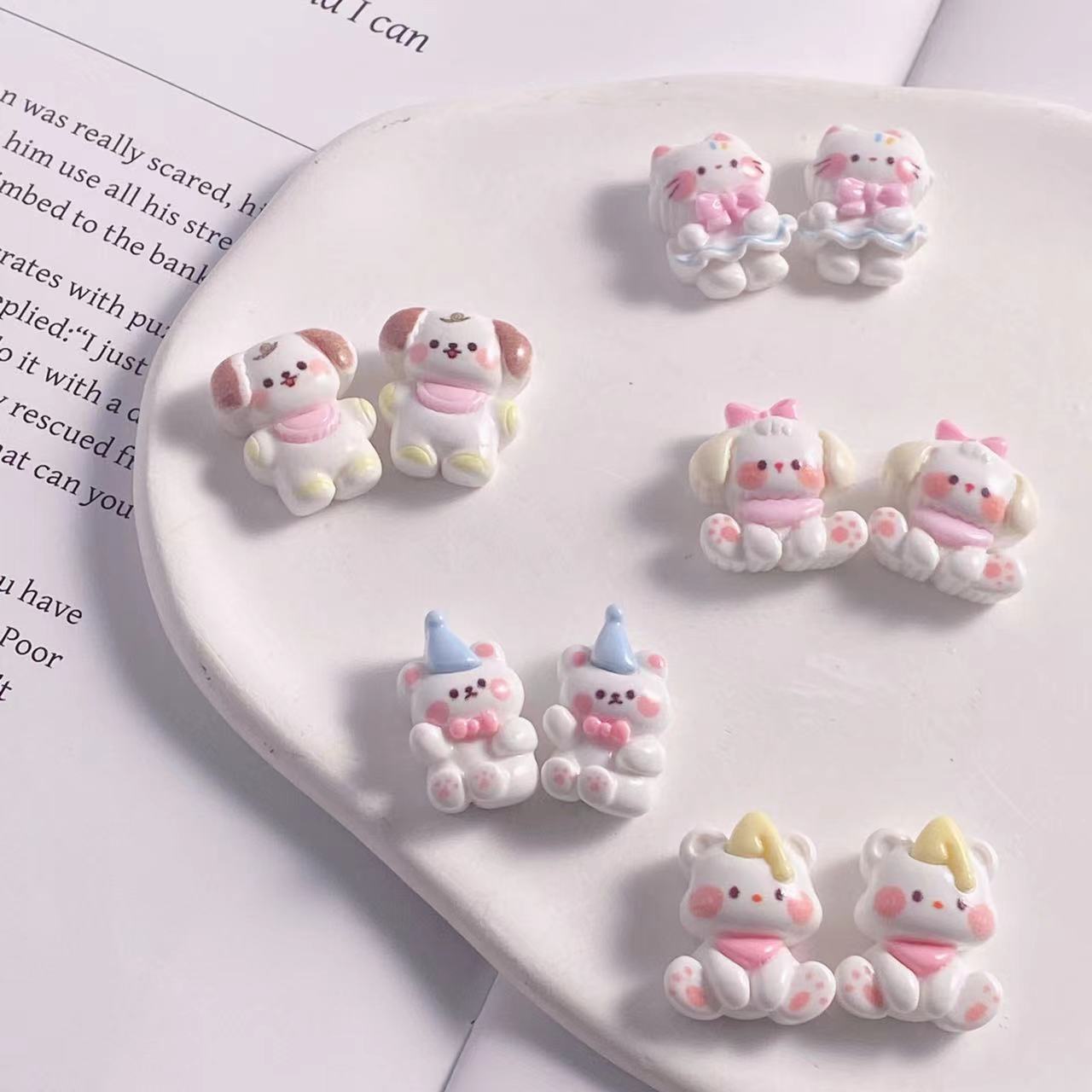 Small accessories, cream hairgrip, hair rope handmade, accessory, with little bears, Cinnamoroll, DIY, (Physicals) 2