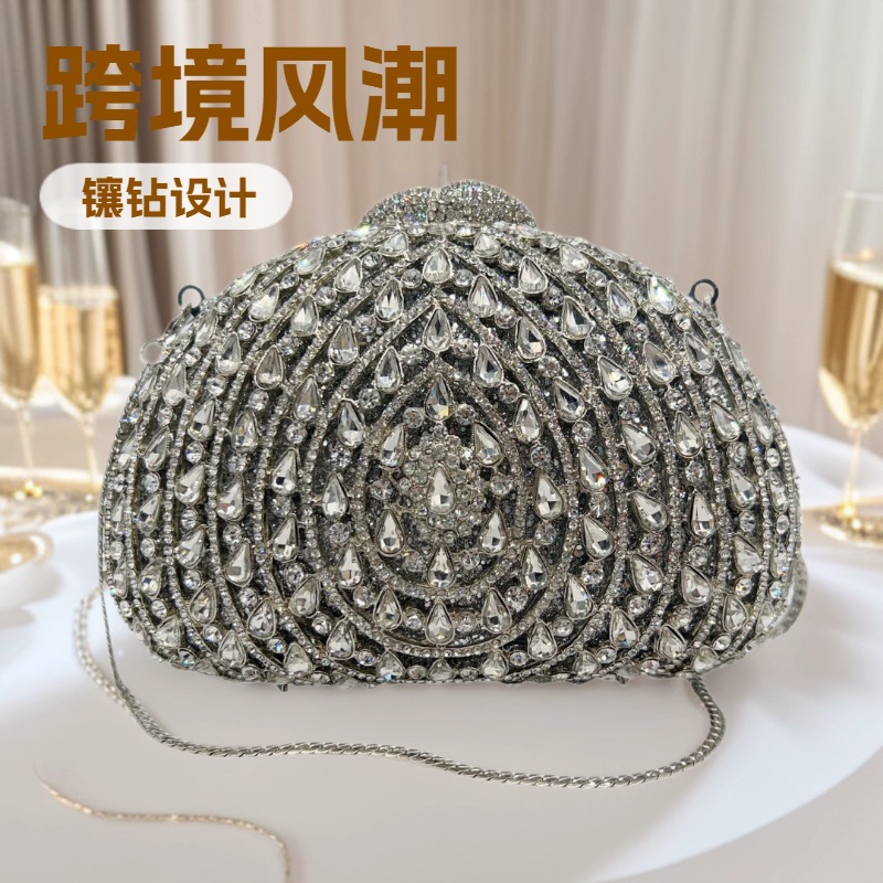Stone clutch nuevo paquete de cena de diamantes agujero gota de agua bolsa de mano de fiesta europea y americana reunión anual bolsa de mujer