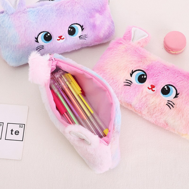 Nuevo gato de gran capacidad con cremallera bolsa de lápices dibujos animados creativa simple estudiante papelería bolsa de lápices lote de fabricante