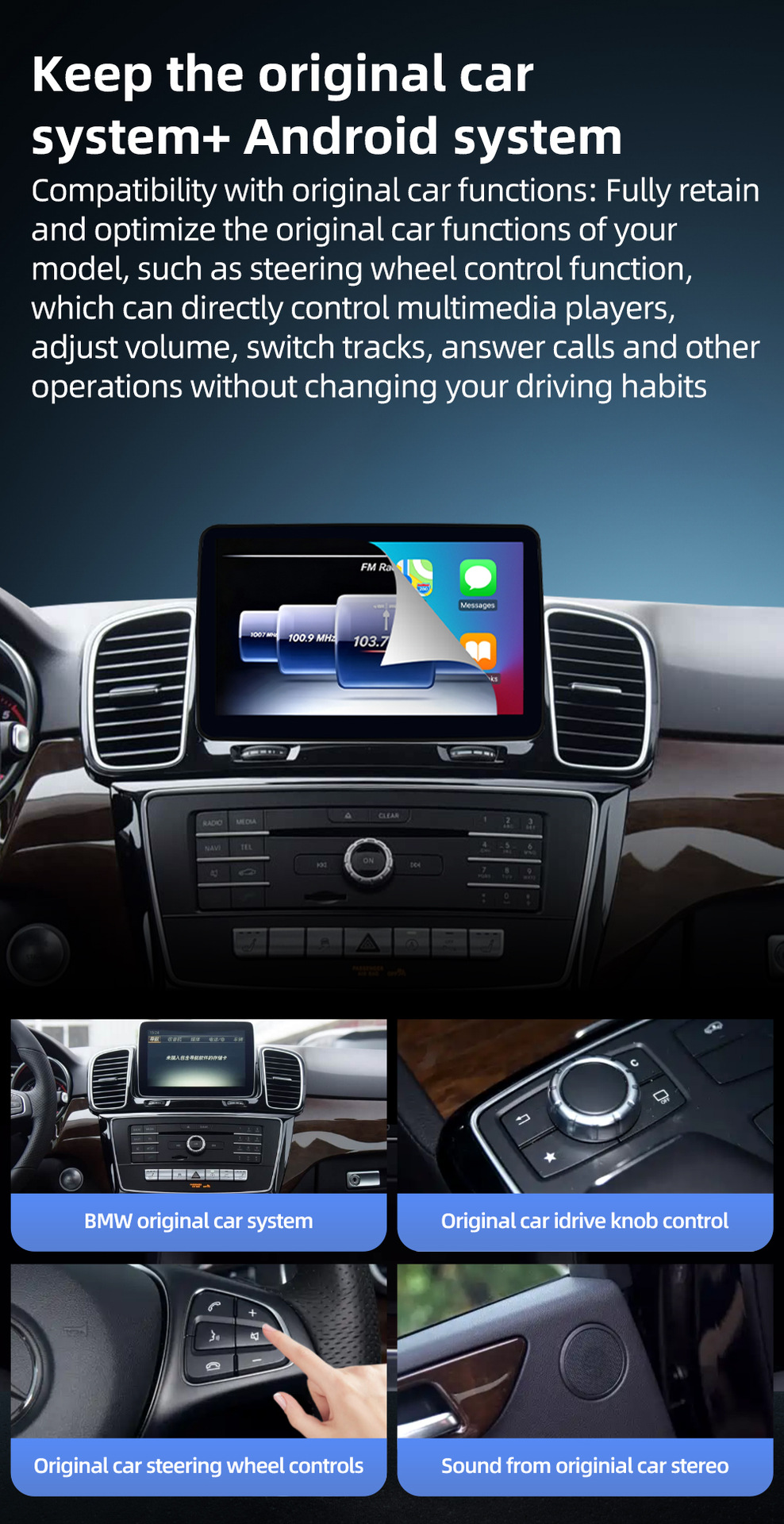 Central control large screen car navigation suitable for Mercedes-Benz GLE W166 GLS X166 2015-2019 carplay
