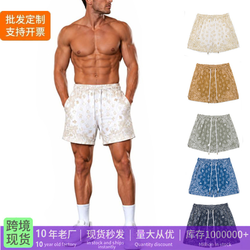 American-style men's shorts for fitness, sports, and basketball, Amazon cross-border quarter-length shorts, mesh breathable European and American jogging shorts