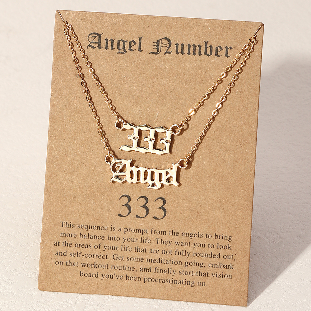 Ange Chiffre Chanceux Ange Lettre Collier 2 Pièces display picture 5