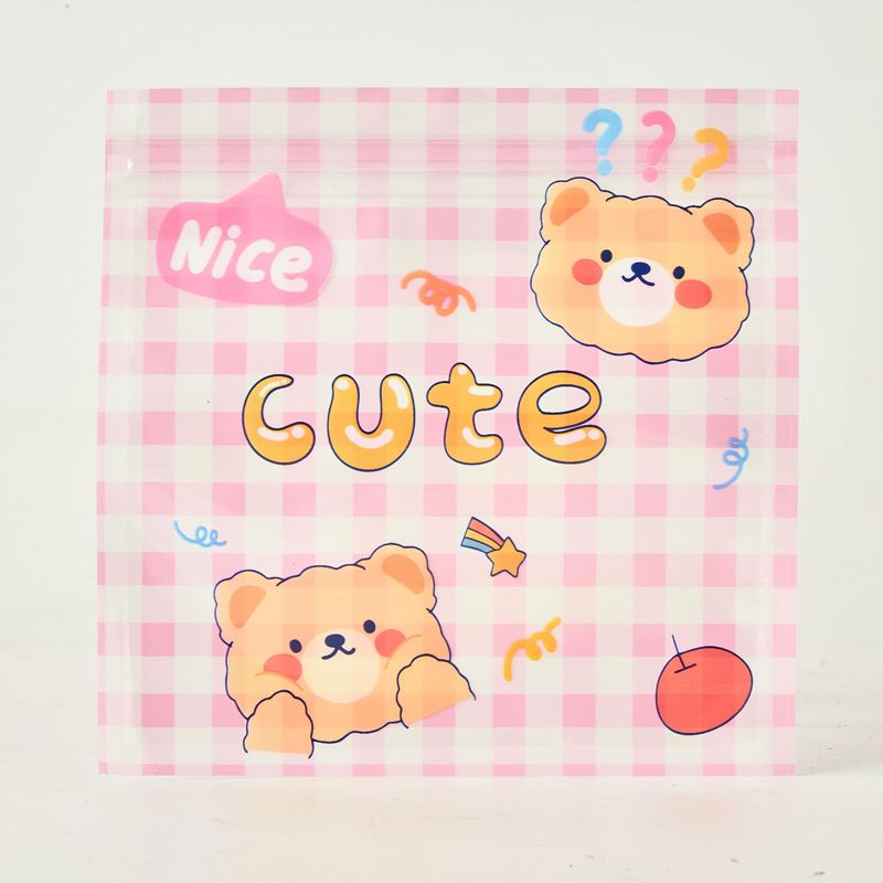 Corea del Sur ins lindo dibujos animados ziplock bolsa joyería snack caramelo oso galleta bolsa de embalaje bolsa de almacenamiento personalizable