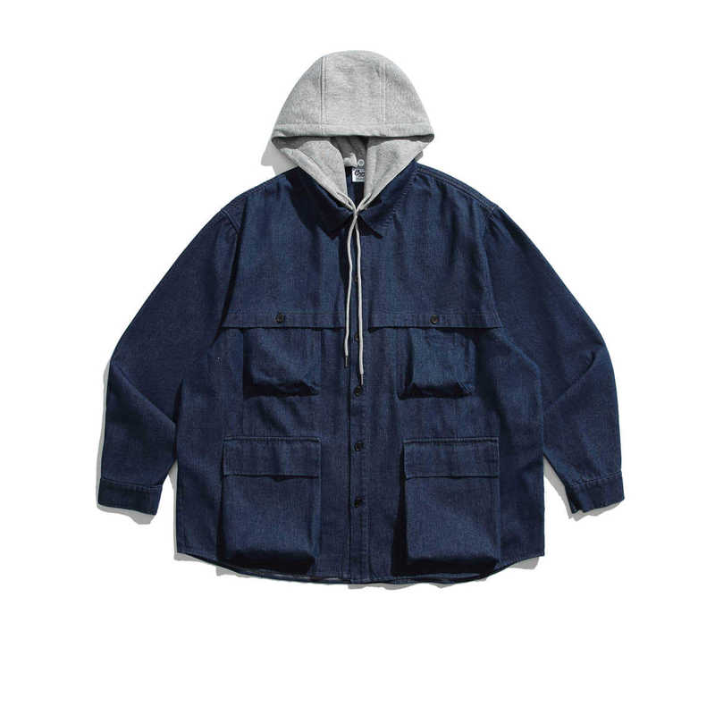 Beijie Men's Clothing American Style Trendy Brand 2025 Autumn New Detachable Hooded Denim Jacket Men's Multi-Pocket Coat Beijie Men's Clothing American Style Trendy Brand 2025 Autumn New Detachable Hooded Denim Jacket Men's Multi-Pocket Coat