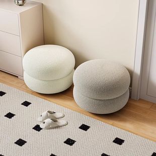 Household Shoe-Changing Stool That Can Sit on the Entrance Door, Shoe-Changing Stool, Entrance Hall, Popular Creative Round Stool, Cream Style Small Stool, Pouf