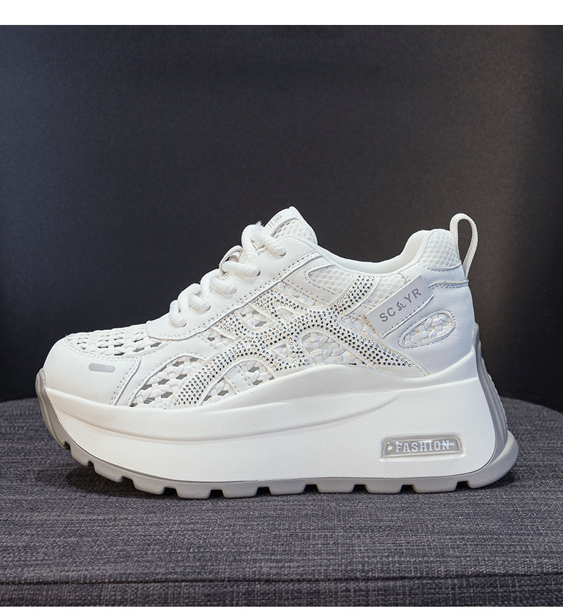 Giày sneaker nữ đế dày phong cách cổ điển phối màu, đan lưới thoáng khí mùa hè — Xám 5068, Vàng 5068, Trắng 5068 chi tiết 15