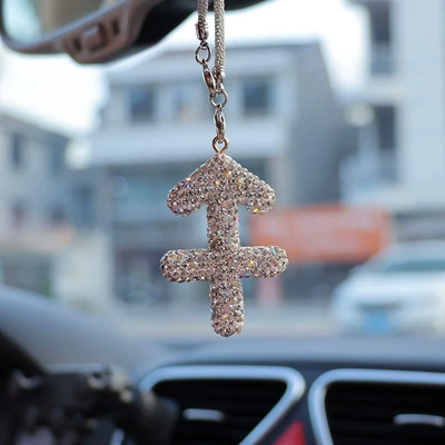 Car hanging: mirror pendant car decoration - ab-color-transparent-white-diamond-shooter-seat