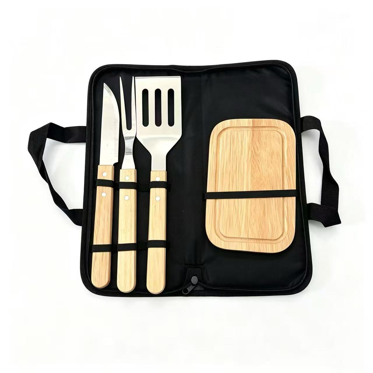 Juego de Utensilios para Barbacoa de Acero Inoxidable y Madera con Bolsa de Almacenamiento para Exteriores image 5