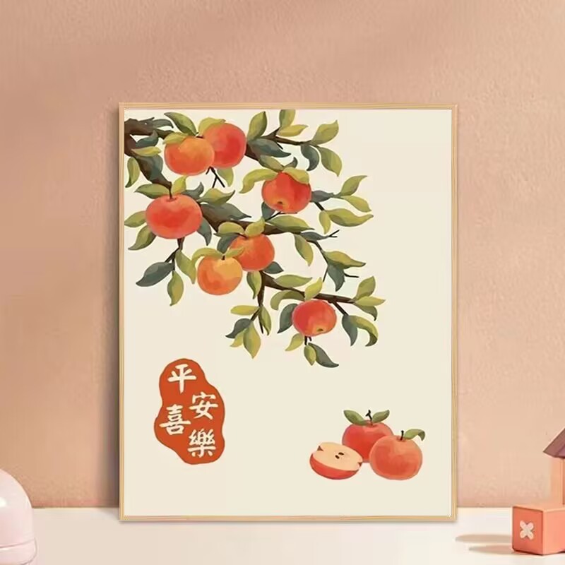 Caqui pintura simple pintura decorativa pintura china todo va bien bricolaje pintura al óleo digital pintado a mano pintura al óleo de relleno estilo chino