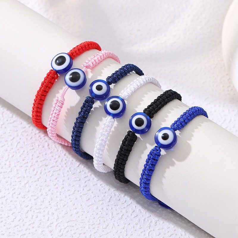 Europe and the United States cross-border hot jewelry blue eyes evil eye red rope hand woven devil's eye adjustable knot bracelet
