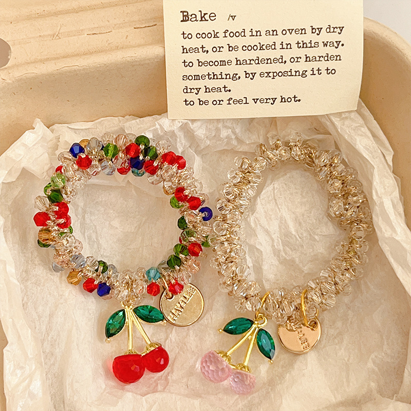 Exquisite Cherry Rhinestone Hair Tie Bracelet Dual-Use Hair Rope for Women 2026 New Style Elegant Versatile Bun Ponytail Hair Accessory Exquisite Cherry Rhinestone Hair Tie Bracelet Dual-Use Hair Rope for Women 2026 New Style Elegant Versatile Bun Ponytail Hair Accessory