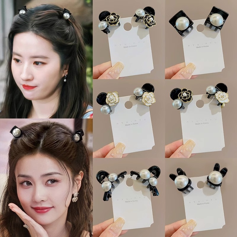 Camelia de alto grado pequeño clip de temperamento femenino princesa clip de pelo tocado frente flequillo clip de pelo roto horquilla trenzada