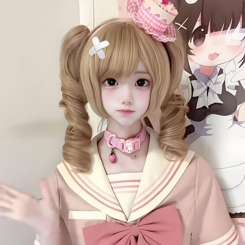 女性用ウィッグ かわいいグリッタークリップ プラチナウェーブカーリー 取り外し可能なローマンカーリー ロリータカーリーショートヘア フルヘッドギア|undefined