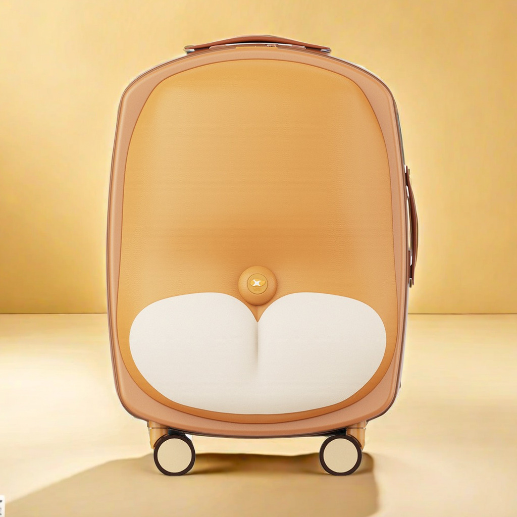 Vali kéo nhựa cứng 18 inch họa tiết Corgi dễ thương bánh xe im lặng đa hướng — Vali 18 inch dễ thương Corgi chi tiết 12