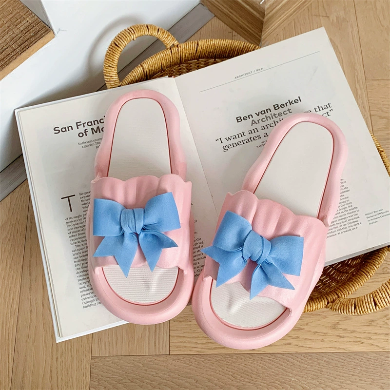 Slide, slippers, summer cute footwear platform with bow, wholesale