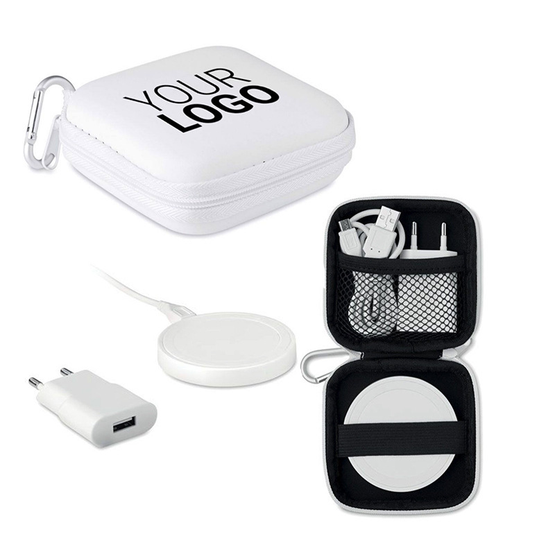 移动电源无线充车载数据线三合一商务旅行礼品套装可印logo充电宝