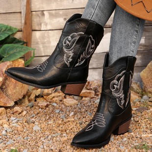 AliExpress Foreign Trade Large Size Boots Children Autumn and Winter 2024 New European and American Knights Boots Thick Heel Embroidered Set Foot Boots