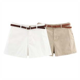 Cross-Border Export 2025 New European and American Style Fashionable Women's Mid-Waist Loose Casual Shorts with Belt 2943898