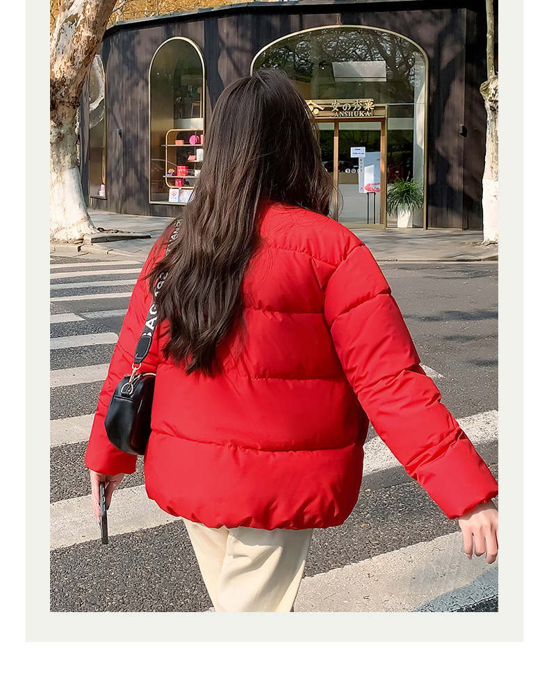 Women's Down Coat Winter Cotton Jacket Standing Collar Loose Fit_voghion.com