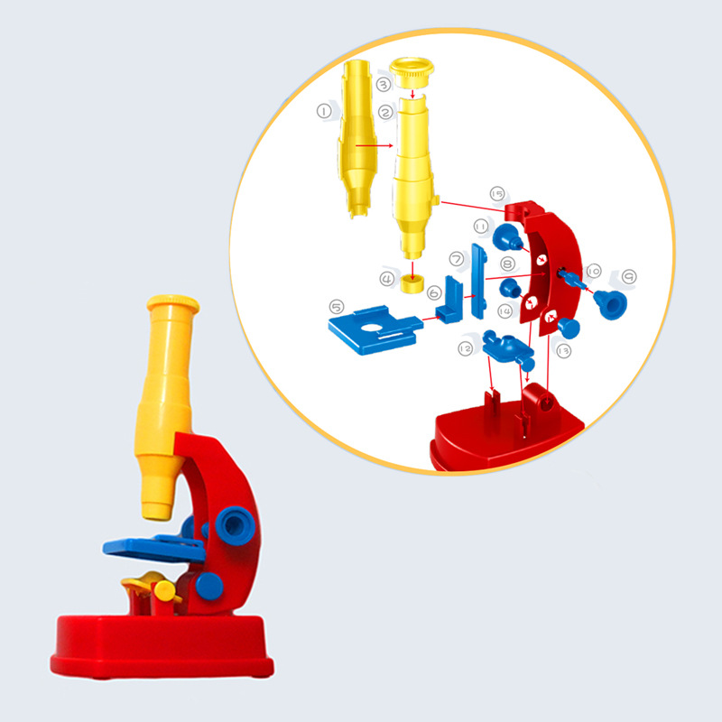 Nuevos niños de educación temprana cognitiva STEM ciencia y educación juguetes DIY auto-instalado luz mini microscopio