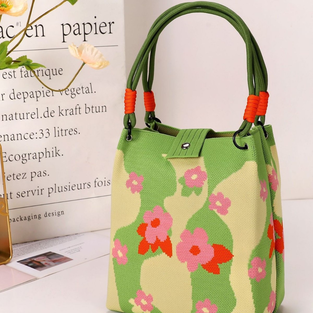 2026 Cross-Border Hot-Selling Hand-Carry Woven Loop Buckle Bag, Knitted Bag with 3D Magnetic Buckle, Handbag, Clutch Bag, Woven