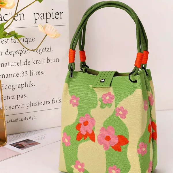 2026 Cross-Border Hot-Selling Hand-Carry Woven Loop Buckle Bag, Knitted Bag with 3D Magnetic Buckle, Handbag, Clutch Bag, Woven