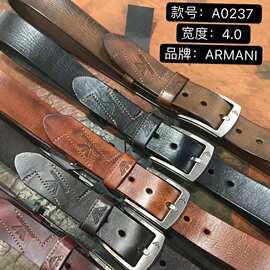 工厂直批男头层牛皮腰带植鞣皮4.0CM进口意大利牛皮Men‘ s Belts