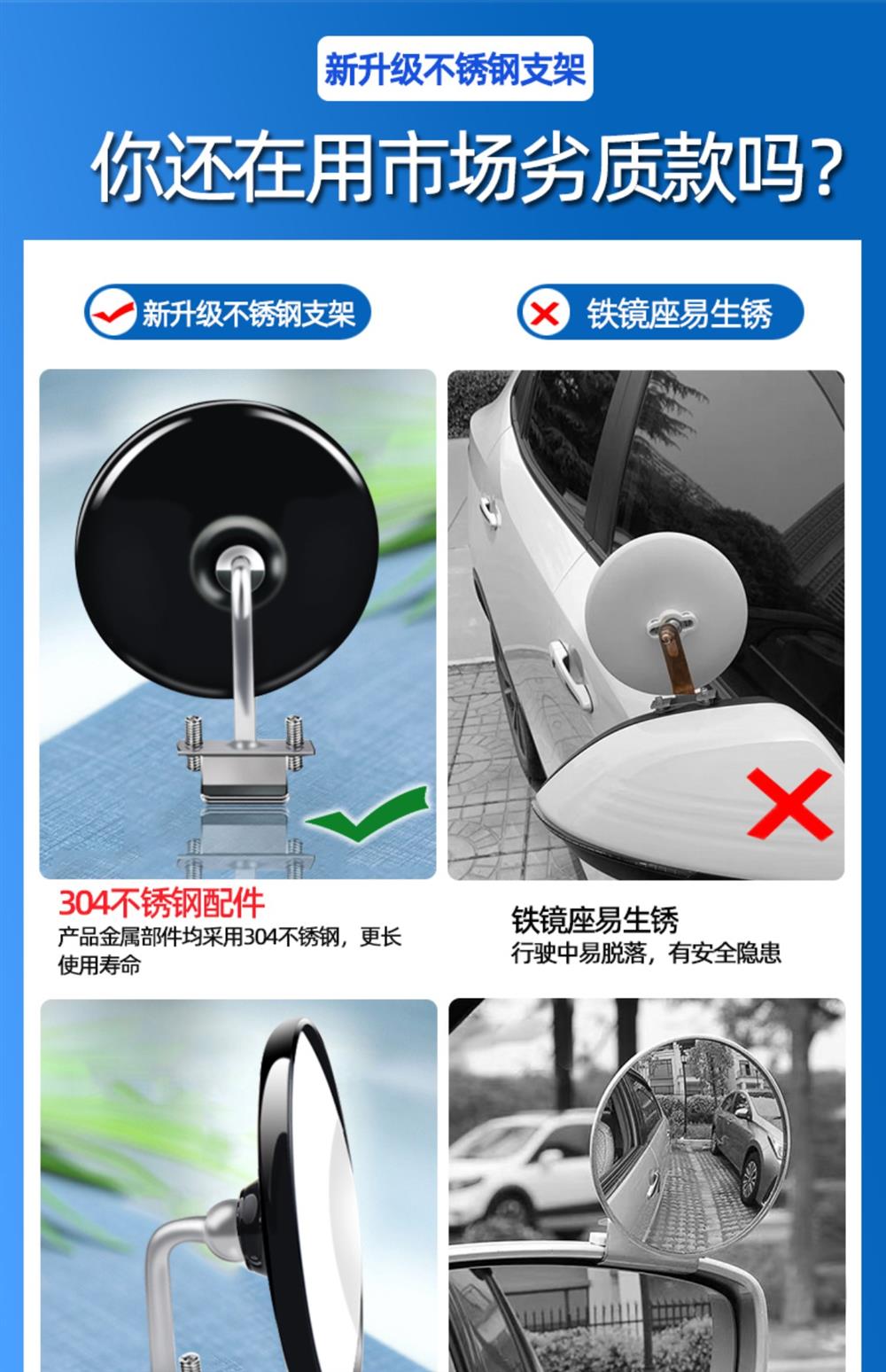 Coach car rearview mirror, auxiliary rearview mirror, blind spot mirror, additional mirror, reflector mirror, auxiliary mirror, wide-angle small round mirror