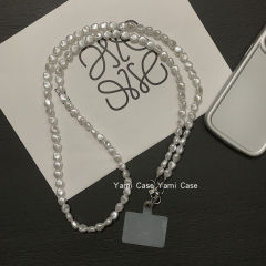 時尚掛繩串珠高端氣質鏈條珍珠手機掛件長款女神手工通用掛鏈