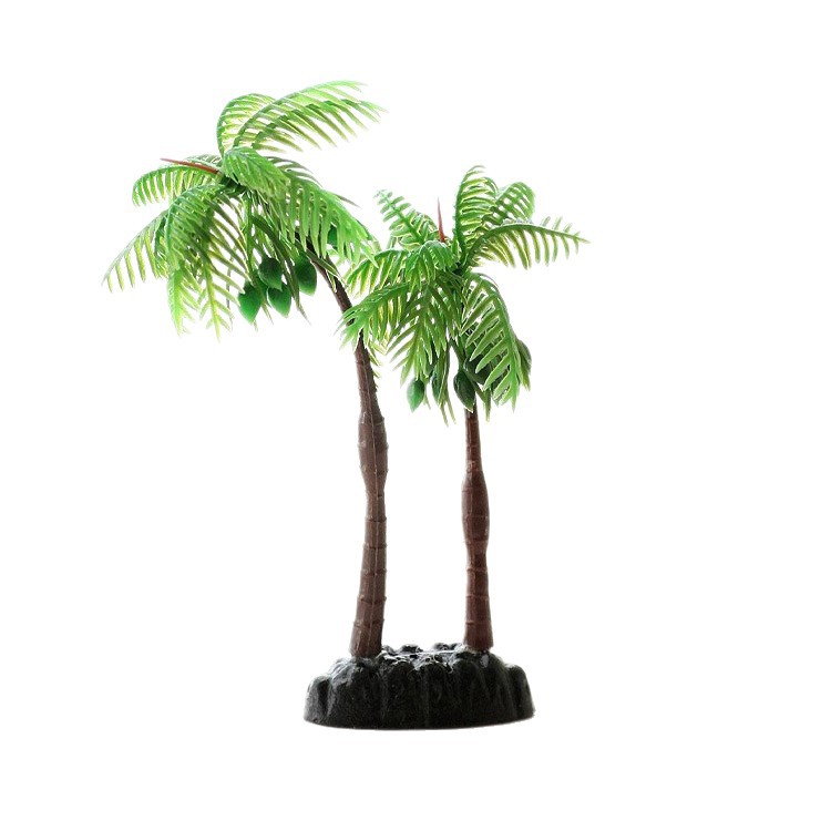 Suministros para mascotas simulación agua hierba sushi hotel bonsai accesorios pecera paisajismo plástico planta mesa de arena psicológica cocotero