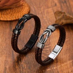 欧米の国境を越えたレトロな革のブレスレット無限の8字パンク風革のブレスレット