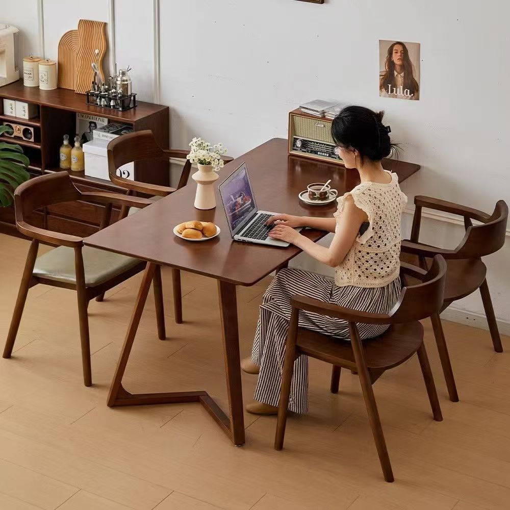 Dining Table Solid Wood Home High-End Small Apartment Dining Table Negotiation Table Computer Table Study Table Dining Table Mid-Century Style Dining Table