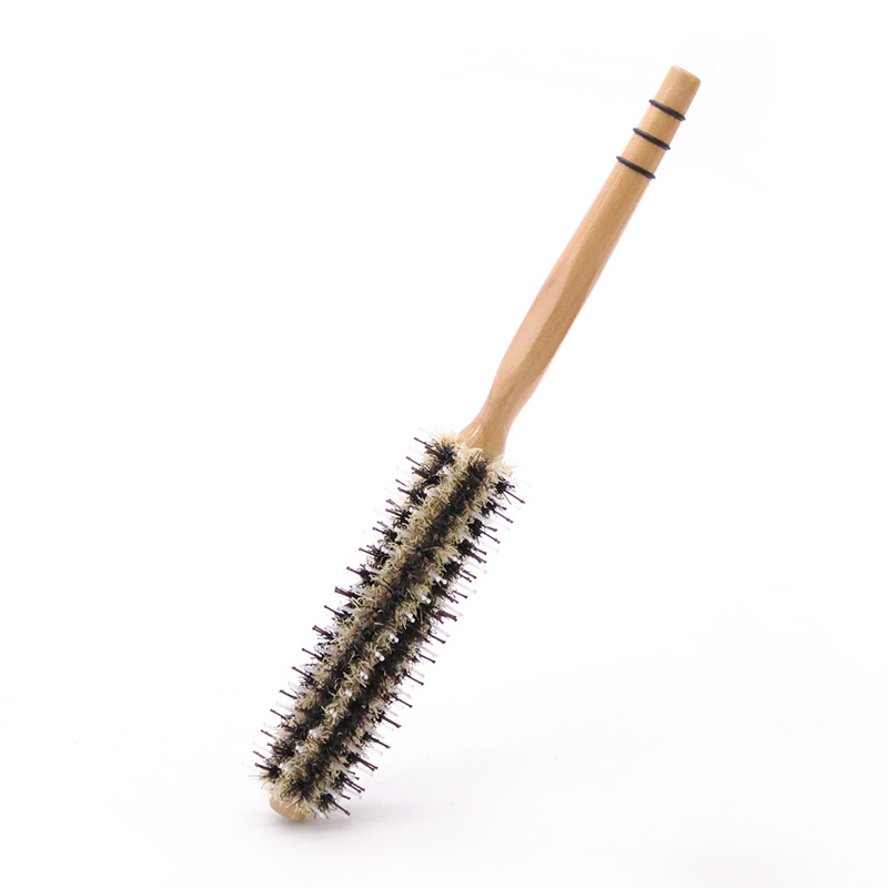 Nuevo cilindro peine al por mayor cabello rizado estilo de cabello recto de corcho mango cilindro peine de masaje limpio conjunto grande