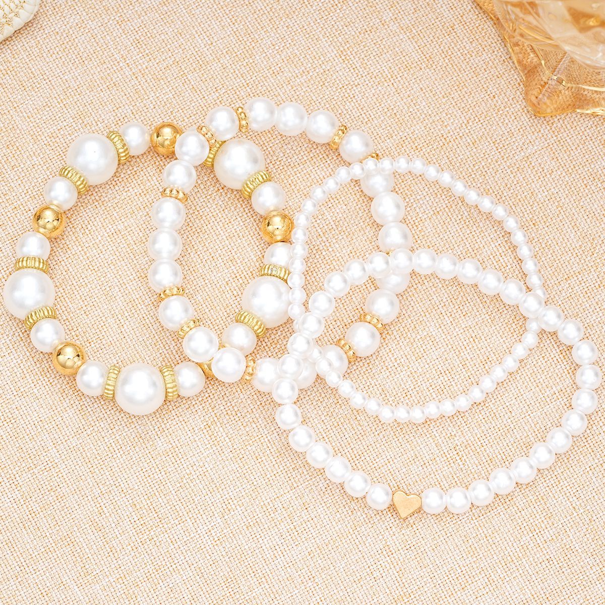 Pearl Beaded Bracelet Set - Elegant White Pearl Bracelet Duo_voghion.com