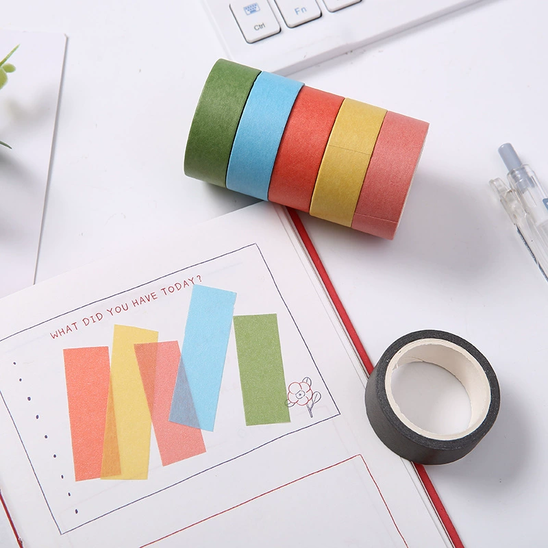 Girl Xiaolin, cute solid color checkered color single macaron and paper tape basic handbook sticker material