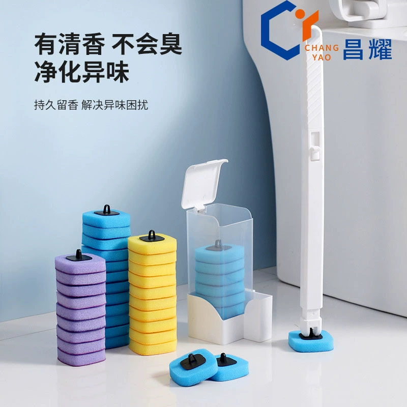 Одноразовая щетка для унитаза, дезодорирующая и обеззараживающая одноразовая губка, бытовая нижняя настенная пластиковая щетка для унитаза