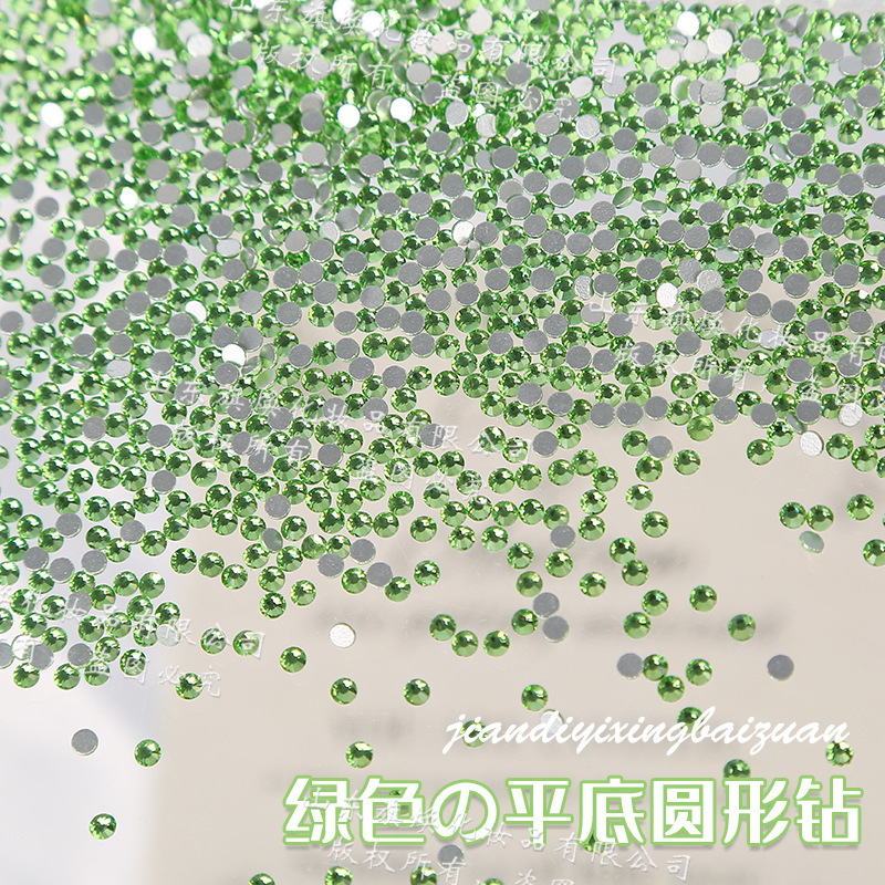 Nail Art Flat Bottom Small Round Diamond Nail Jewelry Decoration Fruit Green light green Ice Flash Summer Rhinestone Color Diamond Nail Art Flat Bottom Small Round Diamond Nail Jewelry Decoration Fruit Green light green Ice Flash Summer Rhinestone Color Diamond