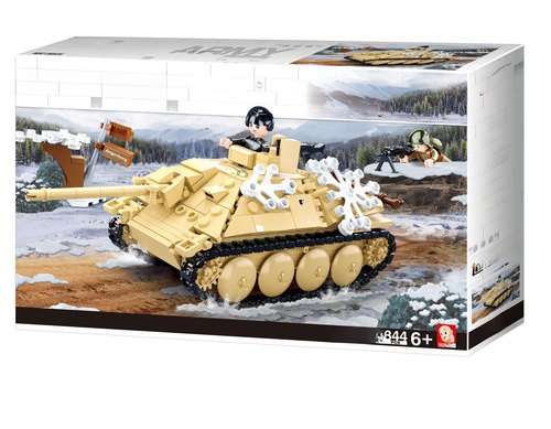 Small Lu Ban WWII Tank War Vehicle Aircraft Boy Educational Assembly Military Armor Car Building Block Toy 0975-81