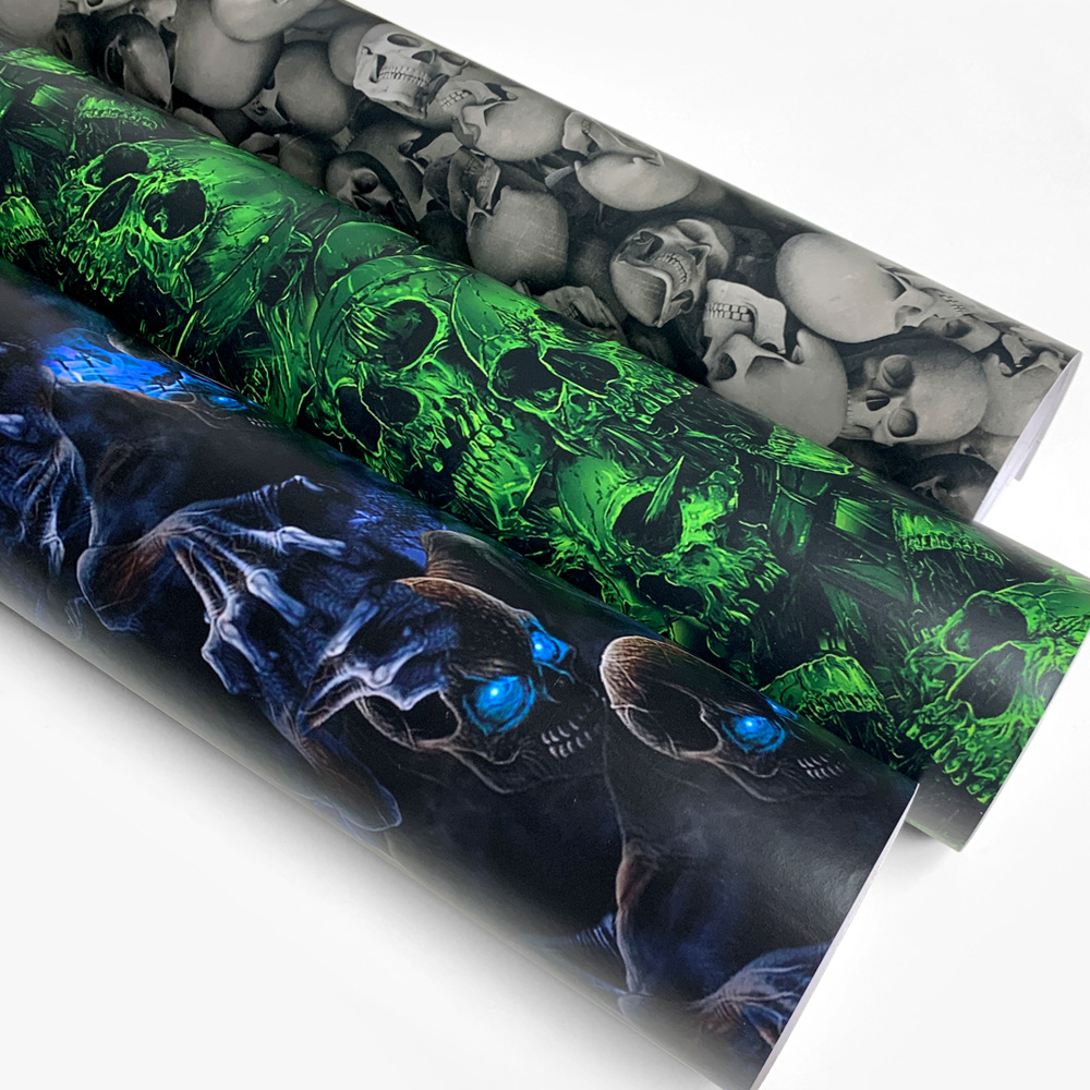 Motorcycle Rear Box Personalized Skull Camouflage Body Film Painted Car Color-Changing Film Modification Sticker Hood
