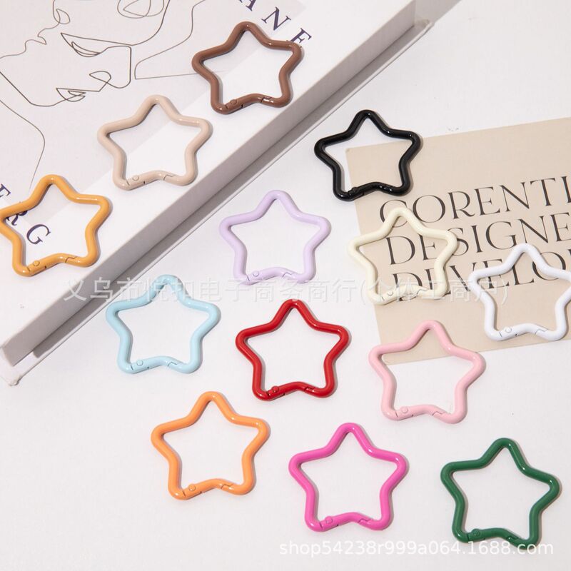 Five-Pointed Star-Shaped Carabiner Safety Buckle Pet Hook Chain Connection Ring Buckle Outdoor Water Bottle Buckle Lock Outdoor Equipment