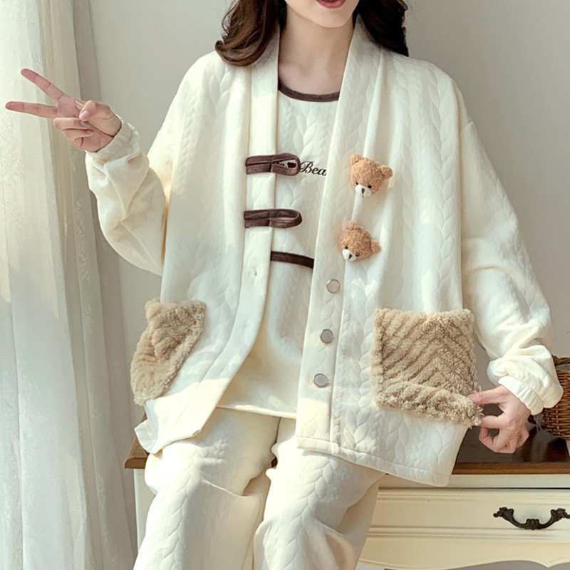 New Air Cotton Confinement Clothes, Autumn and Winter Postpartum Three-Piece Nursing Pajamas, Spring & Fall Pregnant Women with Breast Pads during Pregnancy New Air Cotton Confinement Clothes, Autumn and Winter Postpartum Three-Piece Nursing Pajamas, Spring & Fall Pregnant Women with Breast Pads during Pregnancy